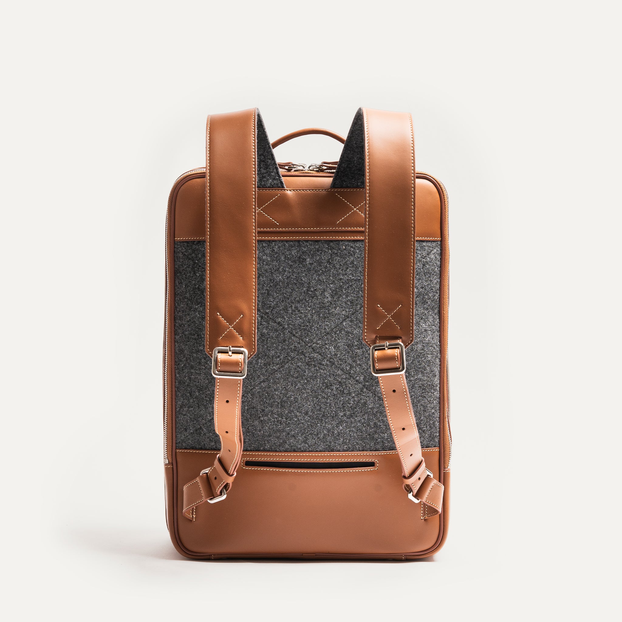 ANTOINE, Gray & Cognac | lundi 36-hour Backpack in cotton and leather