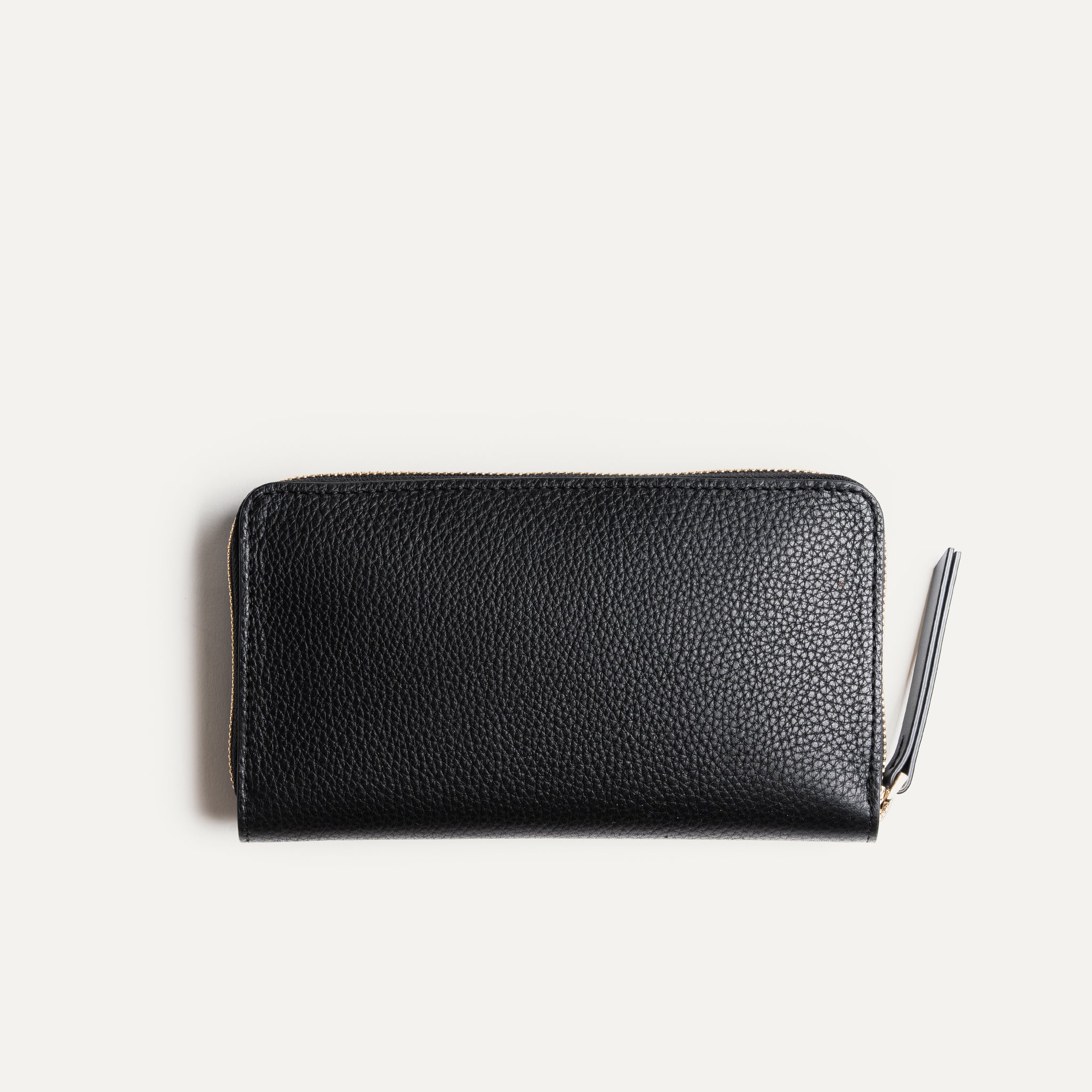 Portefeuille en cuir grainé noir pour femme