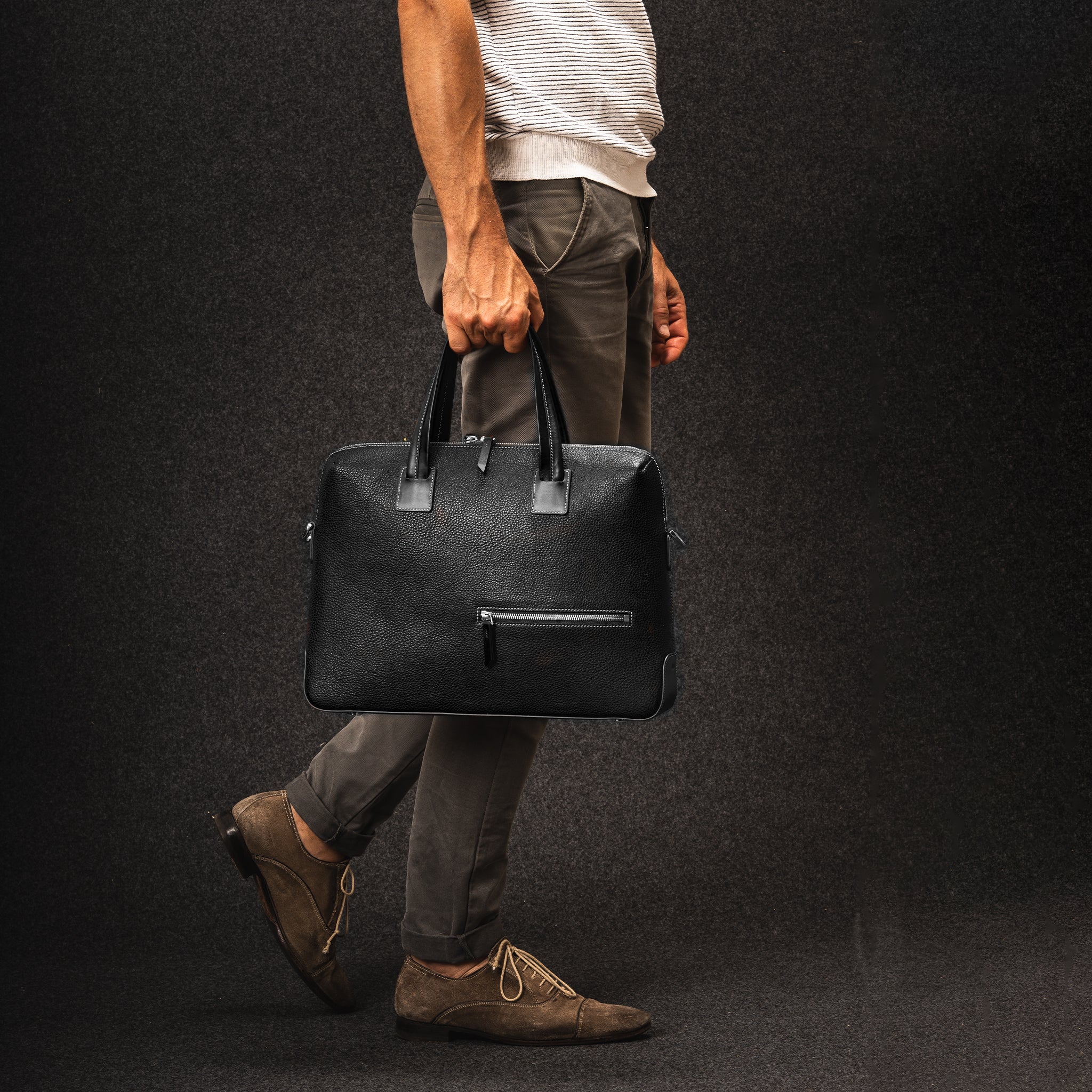 lundi Leather Briefcase | Valentin Black