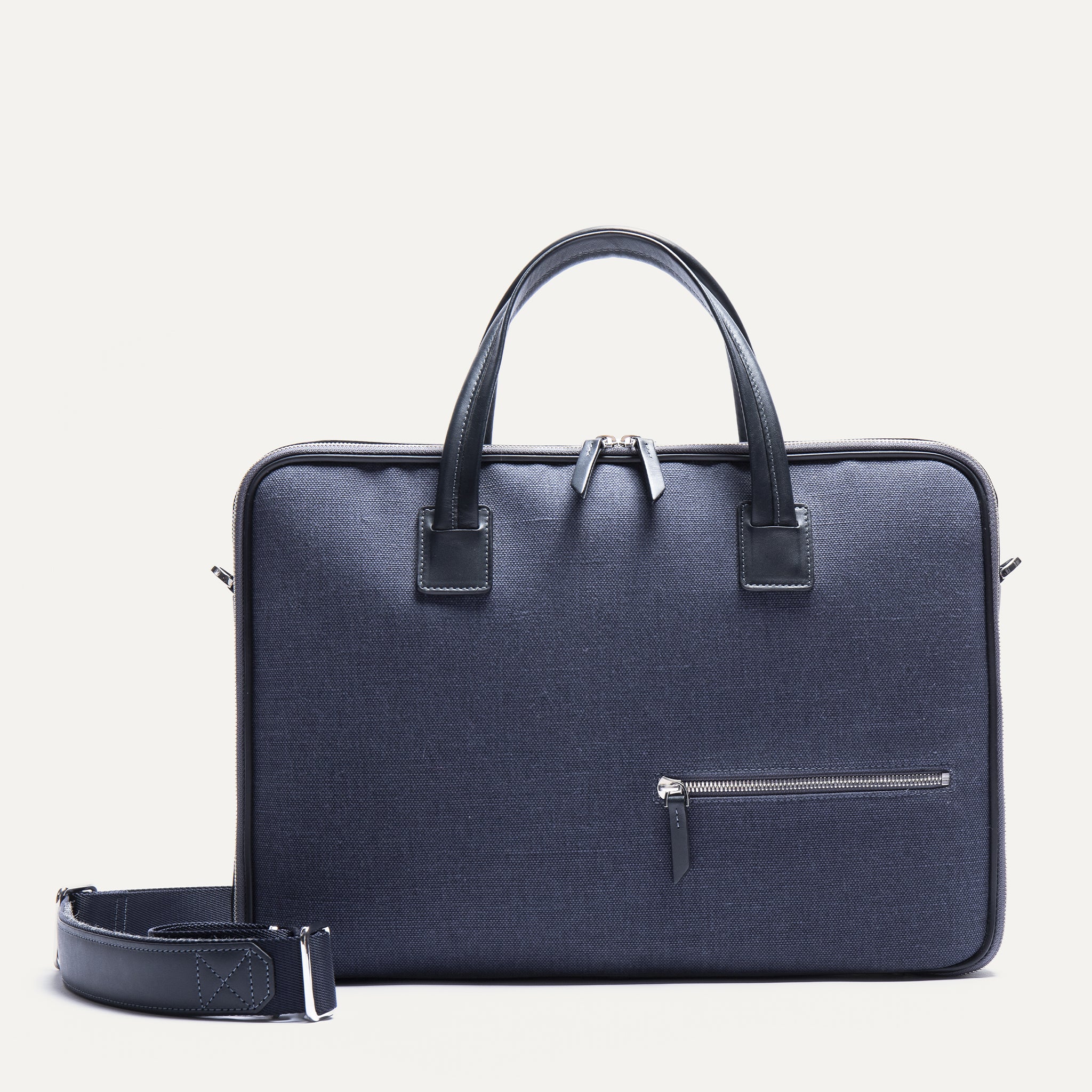lundi Leather Briefcase | DIEGO Navy