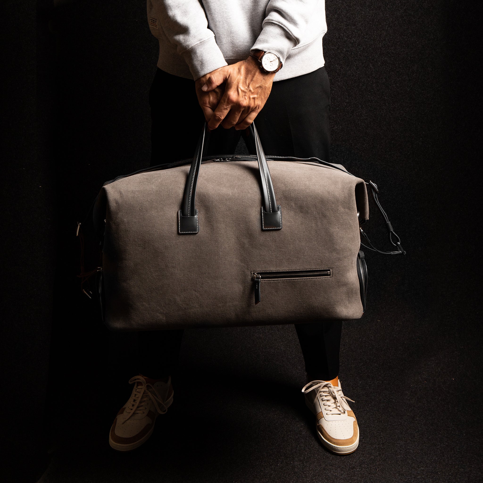 REMINGTON, Gray & Black | lundi Cotton and Leather Travel bag