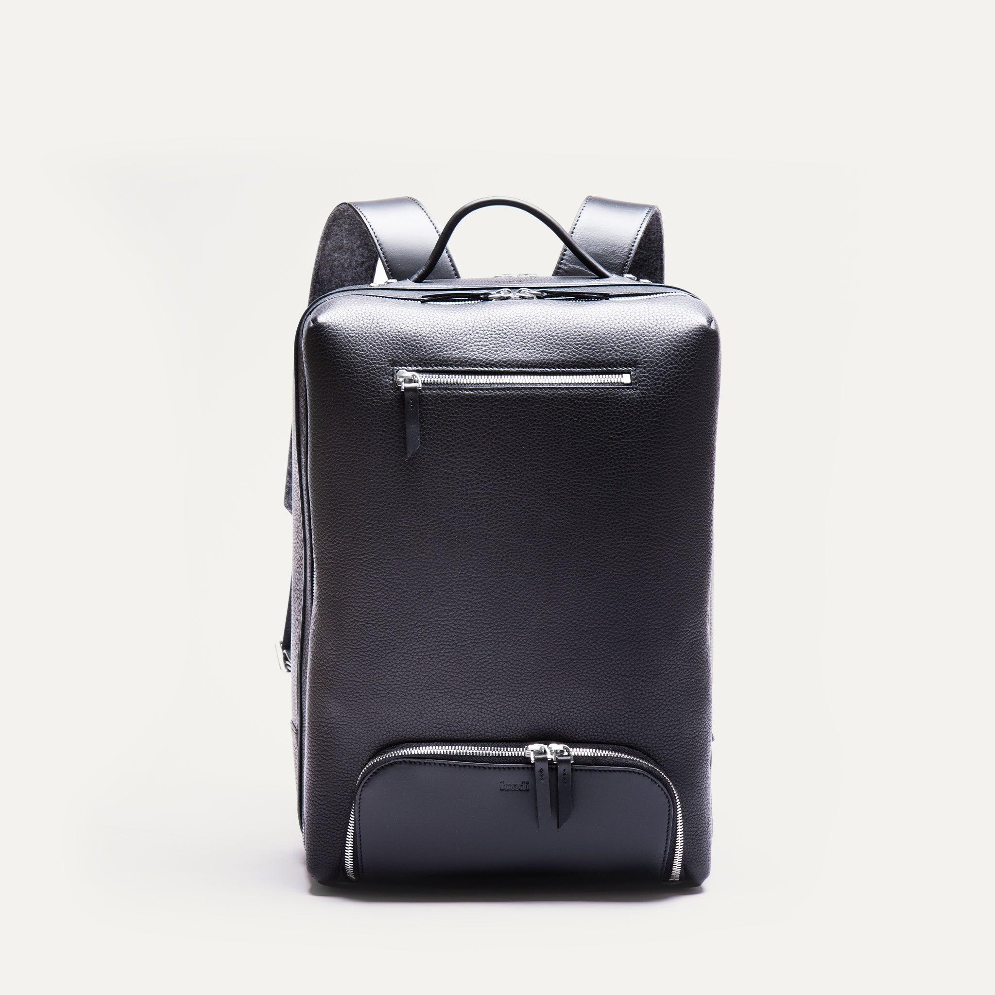 GASPARD, Black | lundi 36-hour Backpack in grained leather